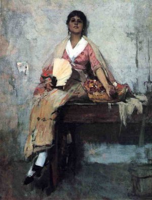 Flower Girl by Frank Duveneck Oil Painting