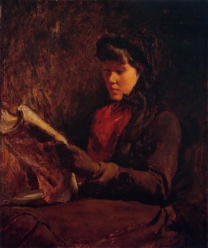 Girl Reading by Frank Duveneck Oil Painting