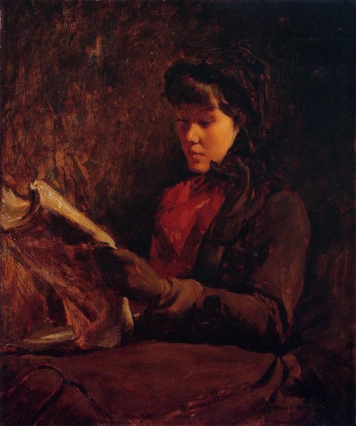 Main Product Photo of Girl Reading Painting by Frank Duveneck