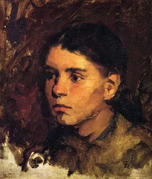 Head of a Young Girl by Frank Duveneck Oil Painting