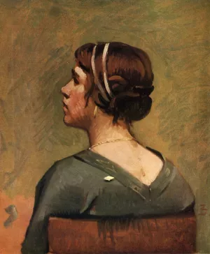 Head of a Young Woman by Frank Duveneck Oil Painting