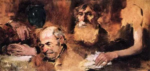 Heads and Hands study painting by Frank Duveneck