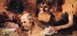 Heads and Hands study Oil painting by Frank Duveneck