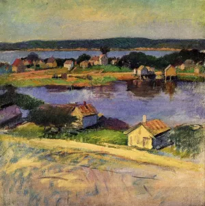 Inlet Harbor painting by Frank Duveneck