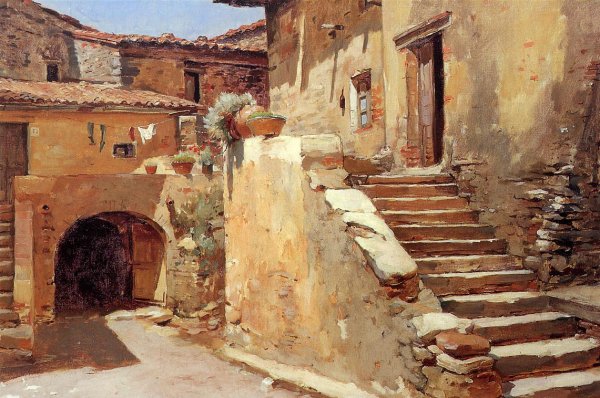 Main Product Photo of Italian Courtyard Painting by Frank Duveneck