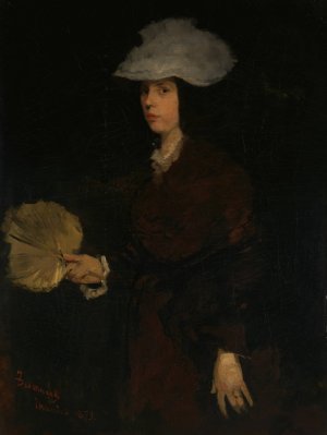 Lady with Fan by Frank Duveneck Oil Painting