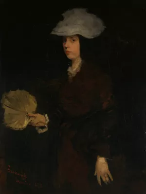 Lady with Fan Oil painting by Frank Duveneck