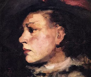 Profile of Girl with Hat by Frank Duveneck - Oil Painting Reproduction