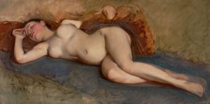 Reclining Nude by Frank Duveneck Oil Painting