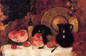 Still Life with Watermelon by Frank Duveneck - Oil Painting Reproduction