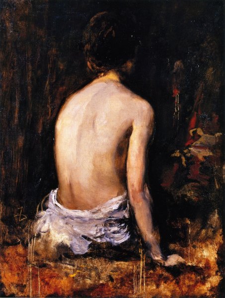 Study of a Nude by Frank Duveneck - Hand-Painted Oil Painting Reproduction