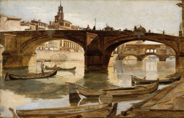The Bridges, Florence  by Frank Duveneck - Hand-Painted Oil Painting Reproduction
