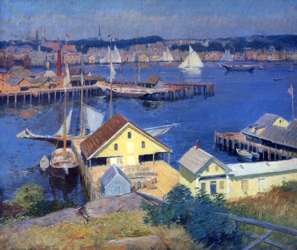 Main Product Photo of The Yellow Pier Shed Painting by Frank Duveneck