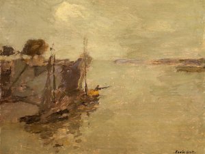 Honfleur Fishing Boats no. 2 by Frank Edwin Scott Oil Painting
