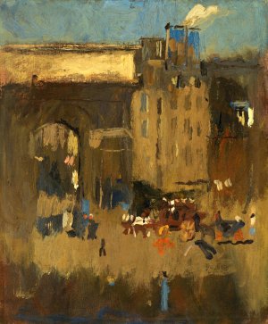 Porte St. Martin et Enterrement by Frank Edwin Scott Oil Painting