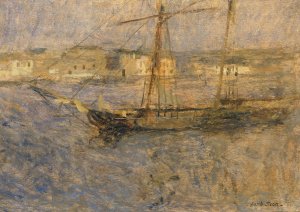 Ships at Anchor, Cherbourg no. I by Frank Edwin Scott Oil Painting
