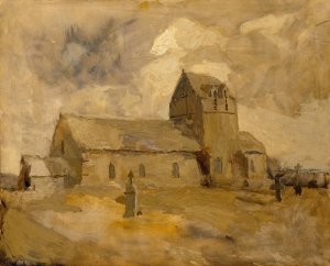 Village Church and Cemetery, Brittany by Frank Edwin Scott Oil Painting