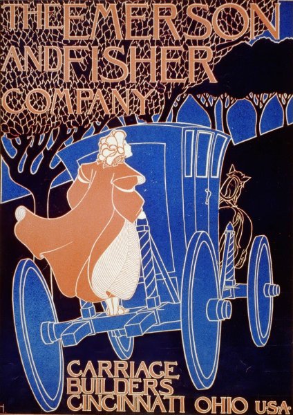 Main Product Photo of The Emerson and Fisher Company, carriage builders, Cincinnati, Ohio  Painting by Frank Hazenplug