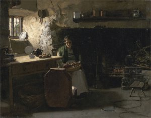 Peeling Potatoes by Frank Holl Oil Painting