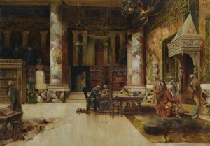In the library by Frank Lebrun Kirkpatrick Oil Painting