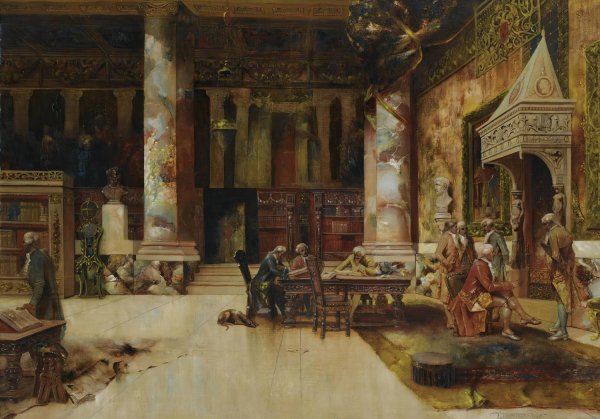 Main Product Photo of In the library  Painting by Frank Lebrun Kirkpatrick