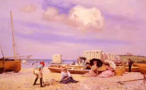 Wear Bay Beach, Folkstone Oil painting by Frank M. Chase