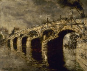 La demolition de l'ancien pont de la Tournelle Oil painting by Frank Myers Boggs