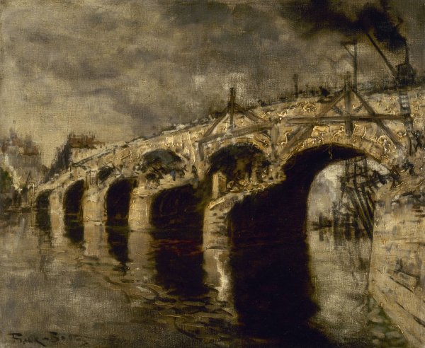 La demolition de l'ancien pont de la Tournelle  by Frank Myers Boggs - Hand-Painted Oil Painting Reproduction