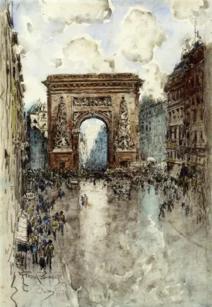 La Porte St. Denis, Paris by Frank Myers Boggs - Oil Painting Reproduction