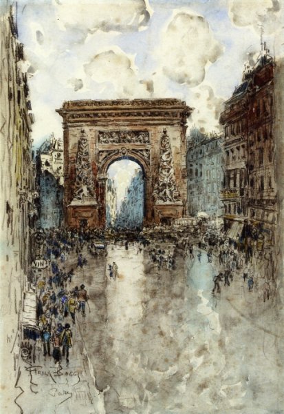 Main Product Photo of La Porte St. Denis, Paris Painting by Frank Myers Boggs