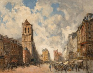 Le marche a Pont-Audemer by Frank Myers Boggs Oil Painting