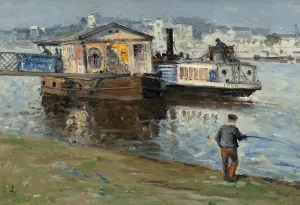 L'embarcadere sur la Seine Oil painting by Frank Myers Boggs