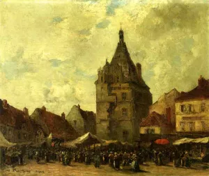 Market Day, Dreux by Frank Myers Boggs Oil Painting