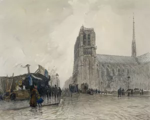 Notre-Dame vue du Pont au Double Oil painting by Frank Myers Boggs
