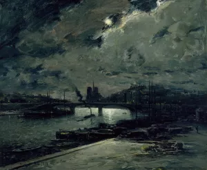Quai de la Seine, Paris, au Clair de Lune by Frank Myers Boggs Oil Painting