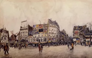 The Moulin Rouge and the Rue Lepic as Seen from the Place Blanche by Frank Myers Boggs - Oil Painting Reproduction