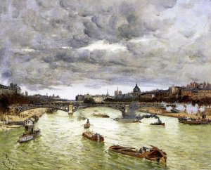 The Seine at Paris with the Pont du Carousel also known as The Seine at Paris Pont Alexander III Oil painting by Frank Myers Boggs