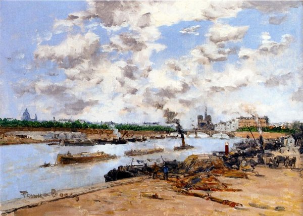 The Seine, Quay Henri IV, Paris by Frank Myers Boggs - Hand-Painted Oil Painting Reproduction