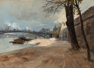 Un quai pres de Pont des Saints-Peres by Frank Myers Boggs Oil Painting