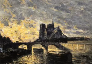 View of Notre Dame Oil painting by Frank Myers Boggs