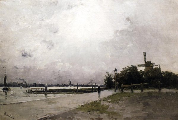 Windmill on the Coast, Holland by Frank Myers Boggs - Hand-Painted Oil Painting Reproduction