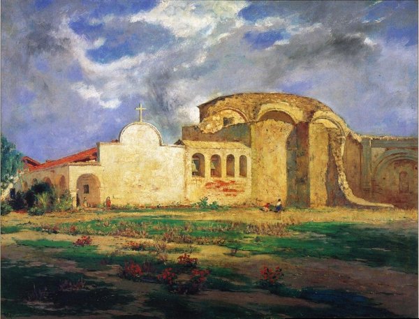 San Juan Capistrano Mission by Frank Sauerwein - Hand-Painted Oil Painting Reproduction