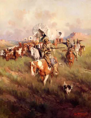 Ever Westward by Frank Tenney Johnson Oil Painting