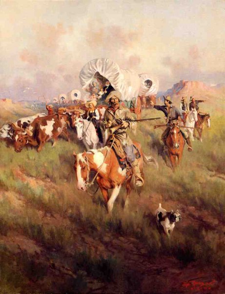 Main Product Photo of Ever Westward Painting by Frank Tenney Johnson