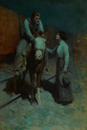 Girl And Cowboy by Frank Tenney Johnson Oil Painting