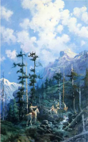 On Lolo Trail by Frank Tenney Johnson - Oil Painting Reproduction