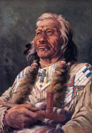 Portrait of Ak-Ene-Ah by Frank Tenney Johnson - Oil Painting Reproduction