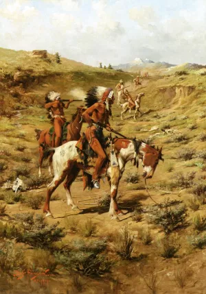 The War Party by Frank Tenney Johnson - Oil Painting Reproduction