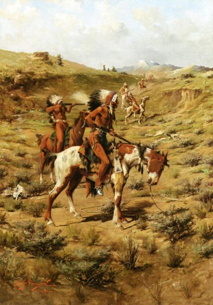 Main Product Photo of The War Party Painting by Frank Tenney Johnson