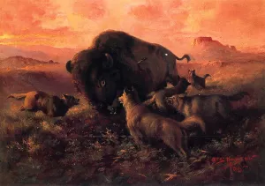 The Wounded Buffalo by Frank Tenney Johnson - Oil Painting Reproduction